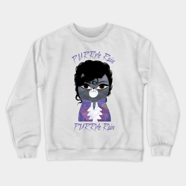 Purrple Rain Purrple Rain Crewneck Sweatshirt by Planet Cat Studio